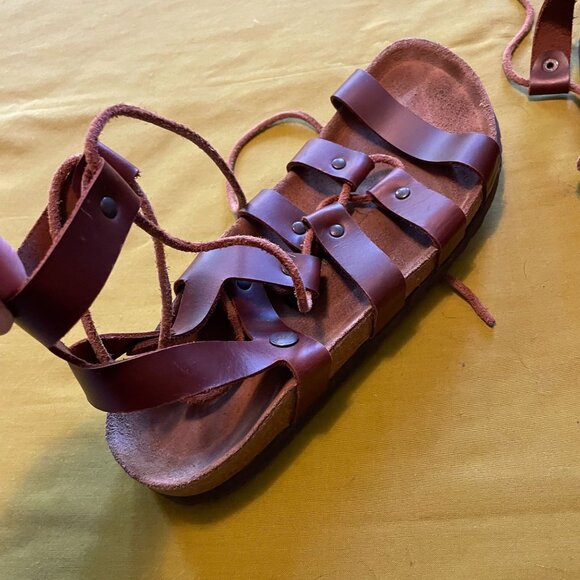 Birkenstock Papilio "Cleo" Brown Leather Lace-Up Gladiator Sandals Size 39 - Picture 7 of 8